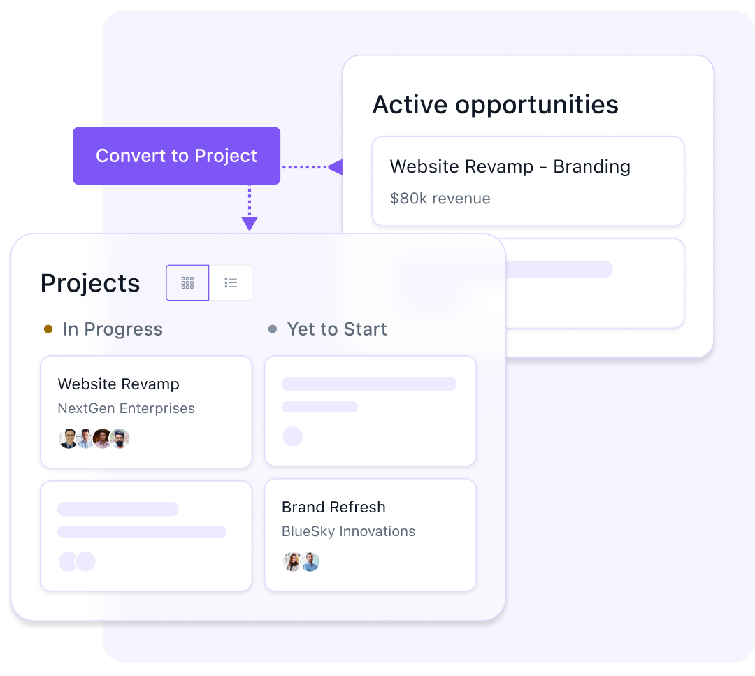 Convert opportunities into Projects with one click