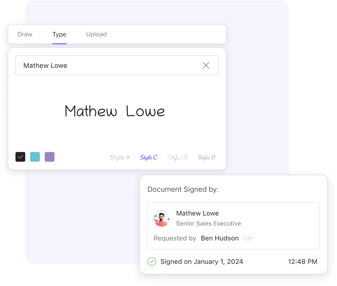Zip through approvals with built-in e-signatures!